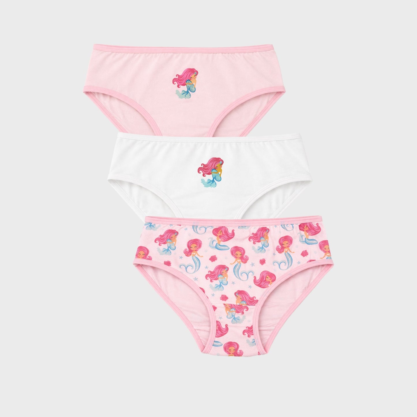 Girls Mermaid Print Cotton Briefs Pack of 3