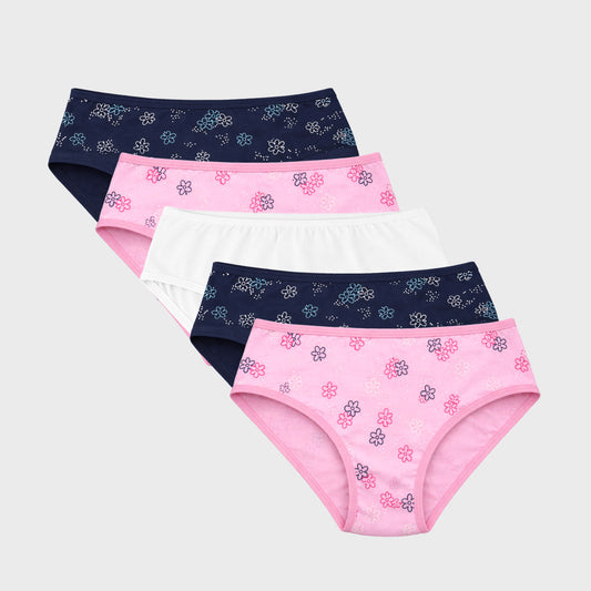 CharmnCherish Girls' Brief - Floral All Over Print Pack Of 5 for 2-11 Years