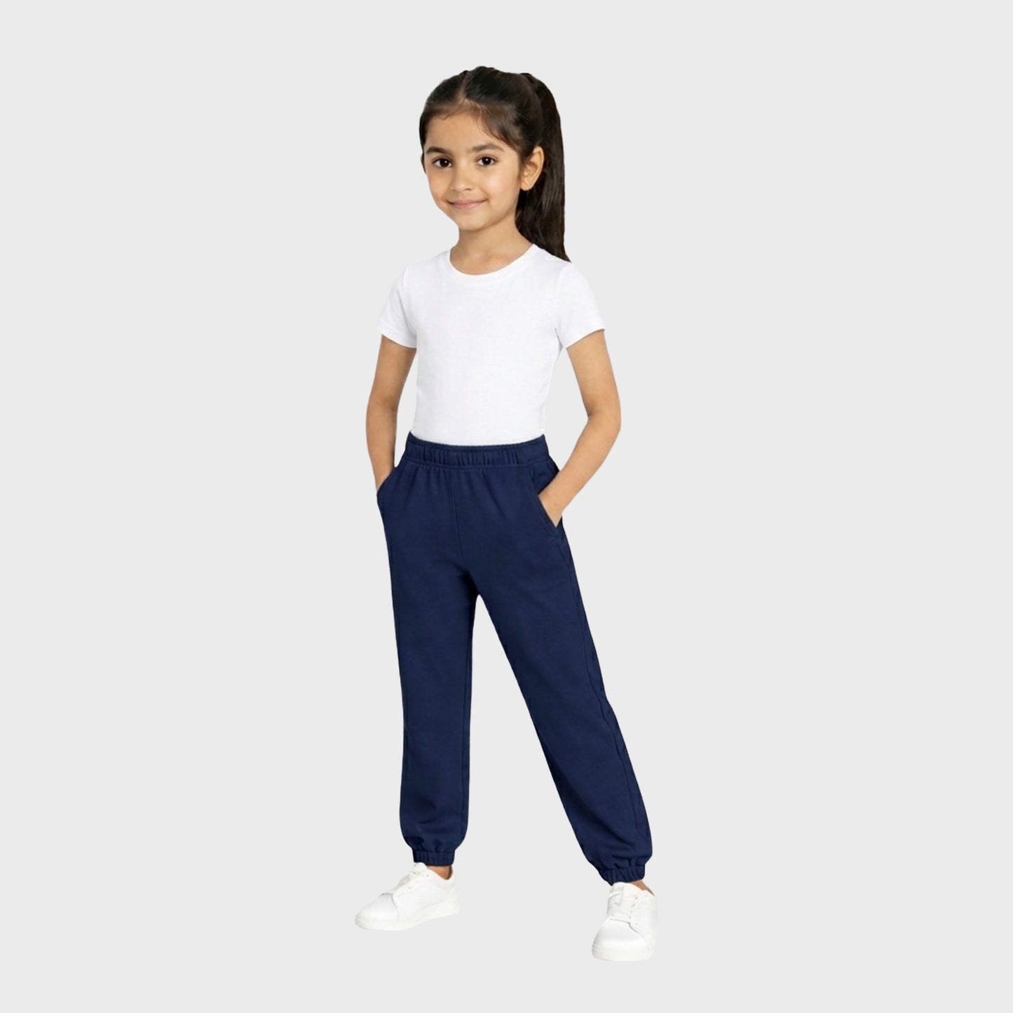 CharmnCherish Girls' Cotton Joggers - Multicolor (Pack of 1) for 2-16 Years - back view
