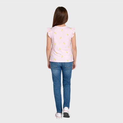 Girls Frill sleeveless Tshirt Fruit Printed Pack of 3