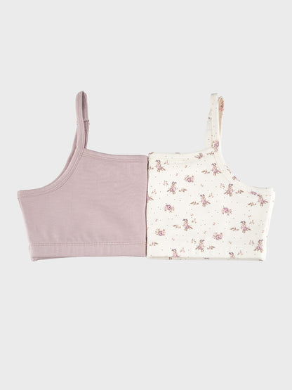 Beginners Bra - Floral All Over Print and Solid Color Combo Pack Of 2