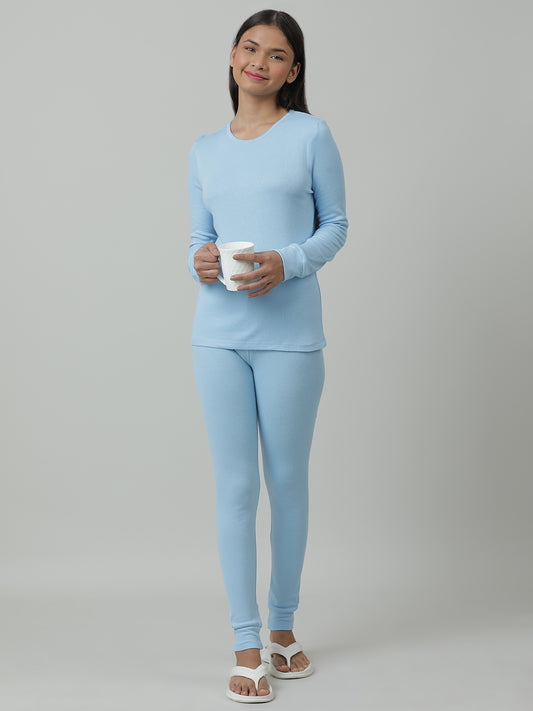 Unisex Thermal Full Sleeve Vest & Pant Set _Blue.