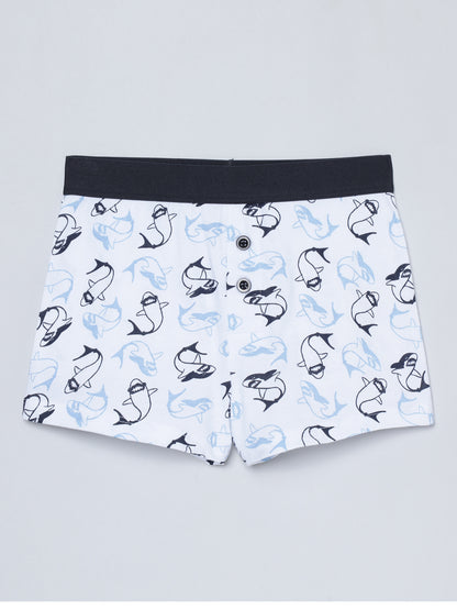 Boxer - Shark All Over Print & Solid Color Combo  Pack Of 3.