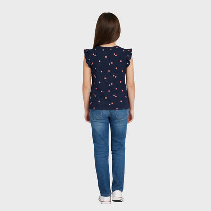 Girls Frill sleeveless Tshirt Fruit Printed Pack of 3