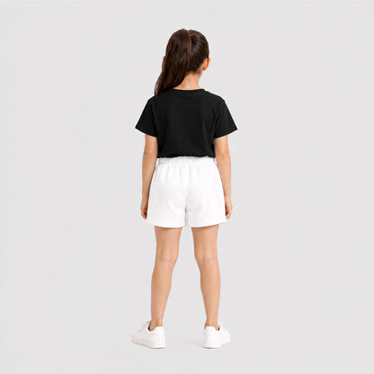Charm N Cherish Girls Regular Fit Plain White Cotton Shorts