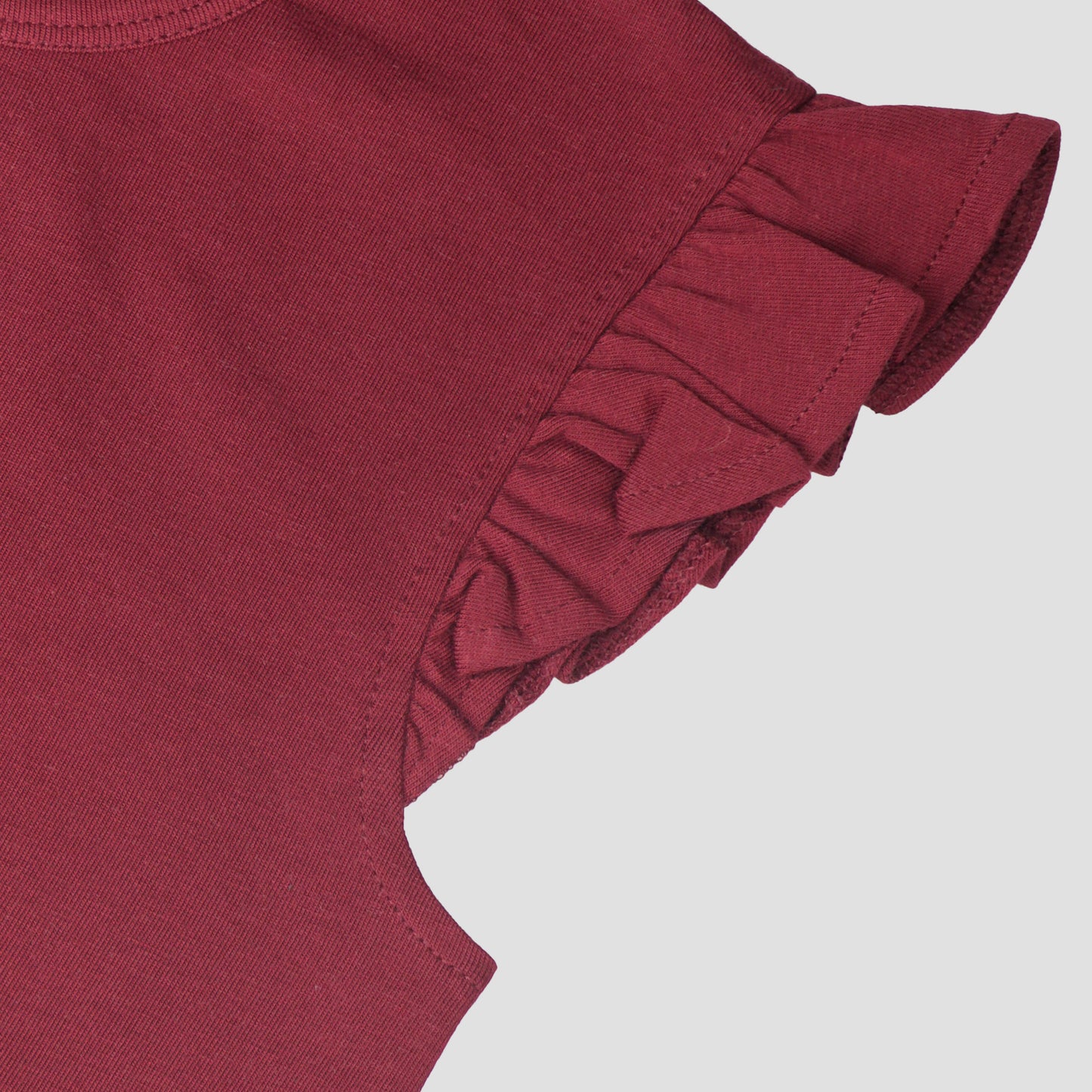 Girls' Soft Cotton Flutter Sleeve Round Neck Top | Casual Summer T-Shirt for Kids