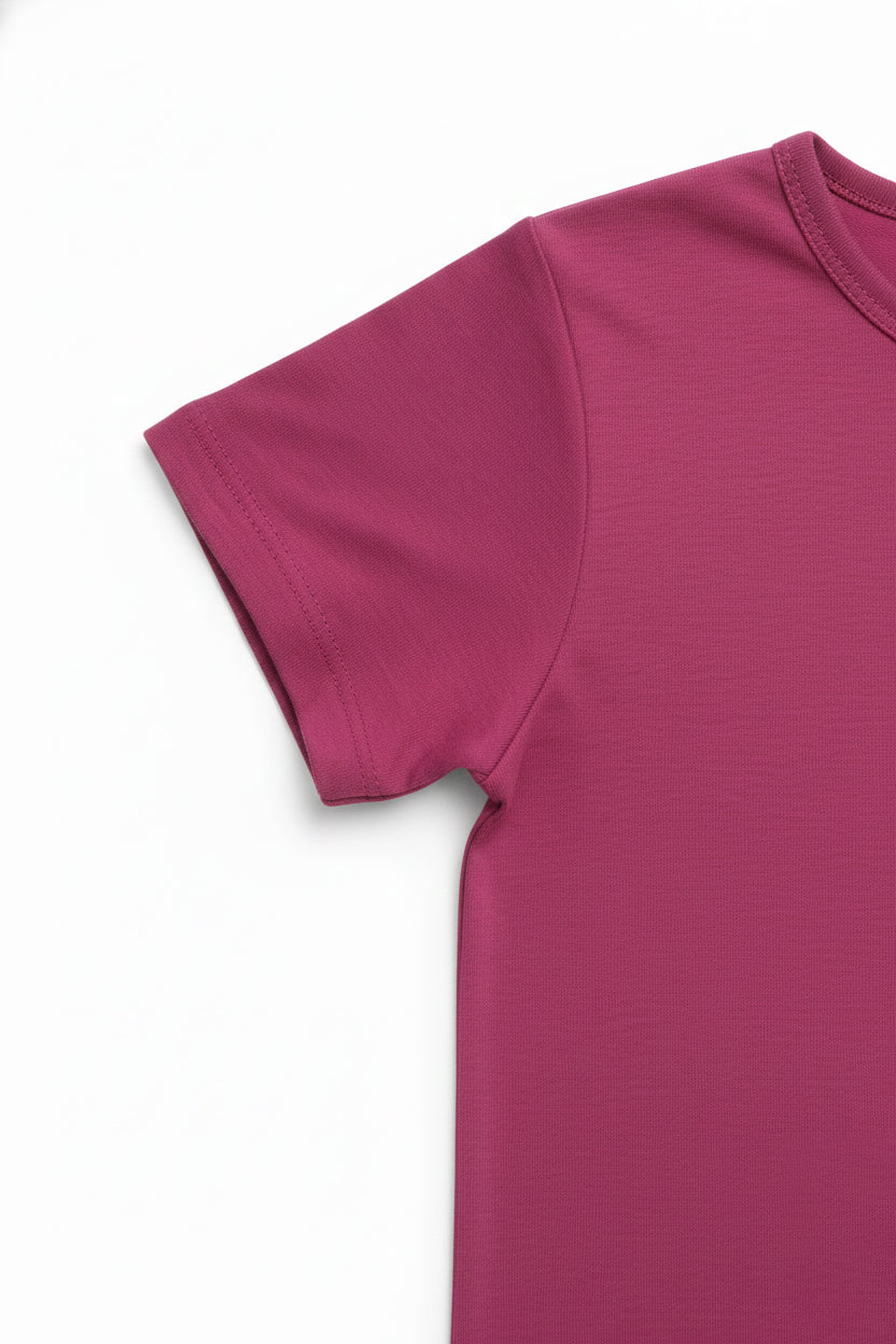 Girls Short Sleeve Tshirt Pack of 1_Maroon