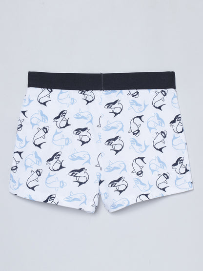 Boxer - Shark All Over Print & Solid Color Combo  Pack Of 3.
