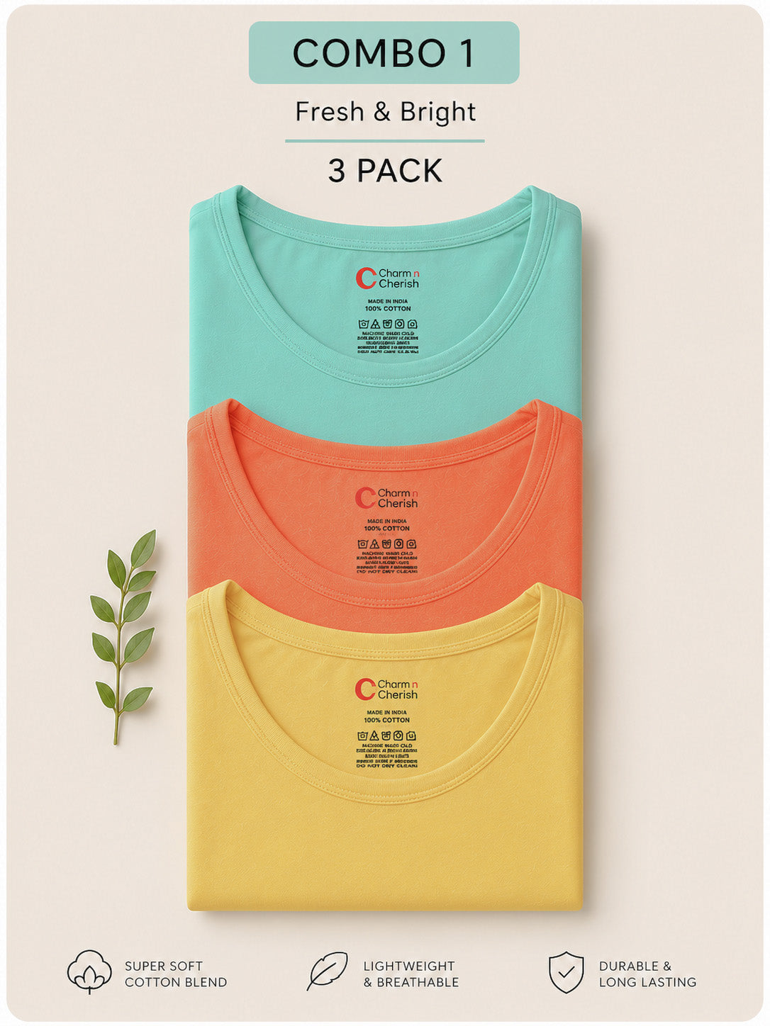 Girls Cotton Short Sleeve T-Shirt - Pack of 3