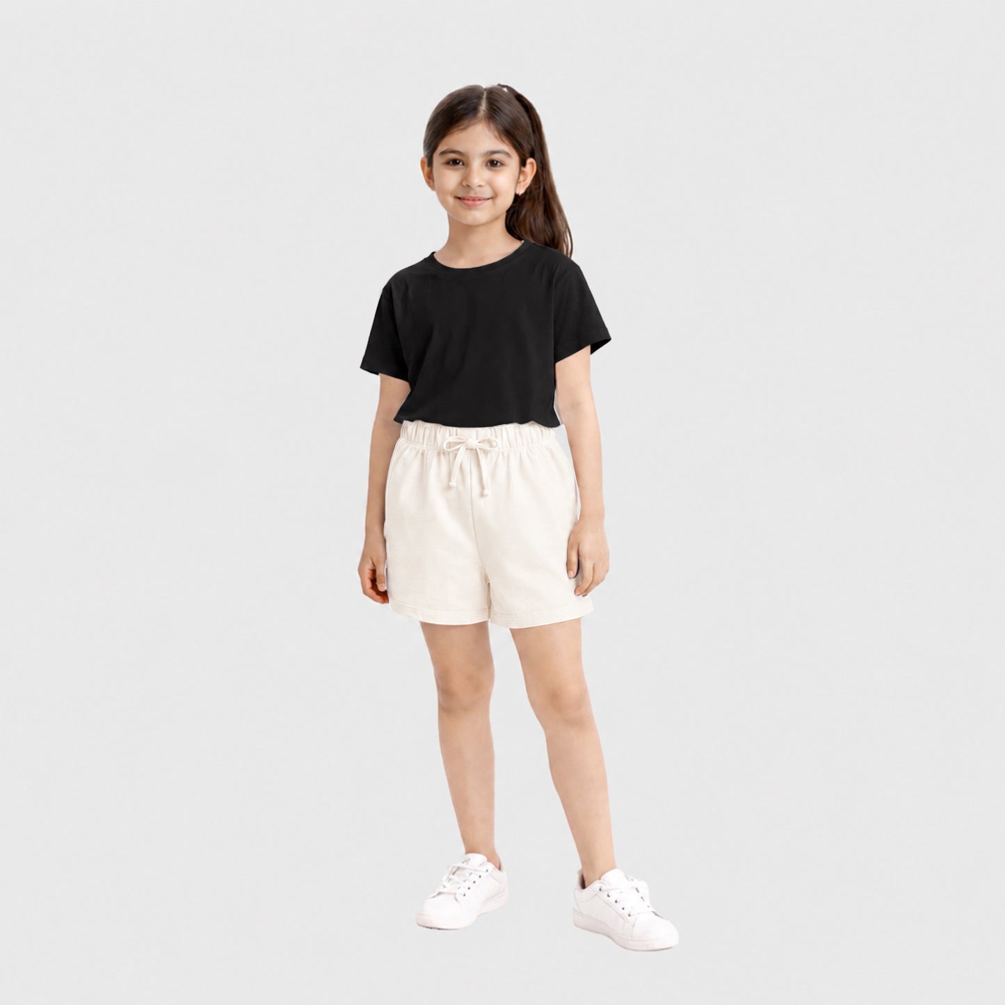 Charm N Cherish Girls Regular Fit Plain Cotton Shorts Gardenia Colour(Pack of 1)