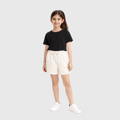 Charm N Cherish Girls Regular Fit Plain Cotton Shorts Gardenia Colour(Pack of 1)