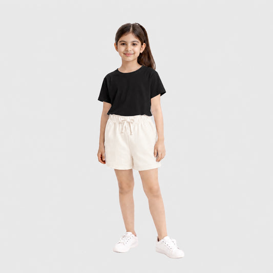 Charm N Cherish Girls Regular Fit Plain Cotton Shorts Gardenia Colour(Pack of 1)