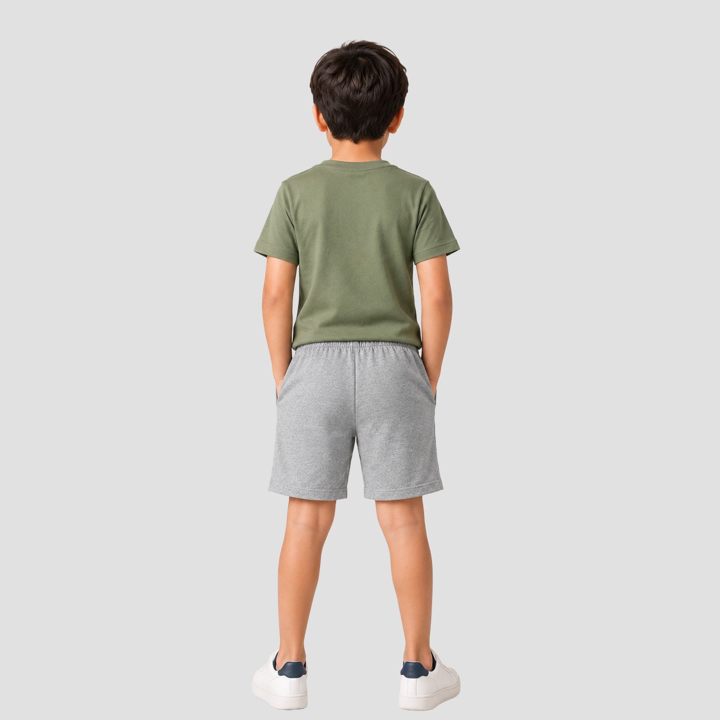 Boys Solid Cotton Casual Shorts (Pack of 2 - Grey & Black) | Elastic Waistband Regular Fit Shorts with Pockets