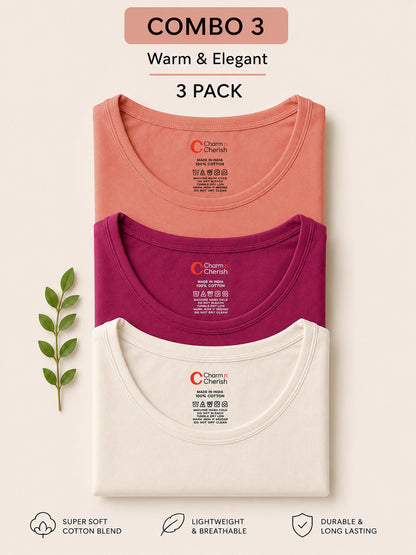 Girls Cotton Short Sleeve T-Shirt - Pack of 3