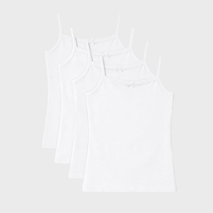 Girls' Non Padded Cami Vest - white (Pack of 4)