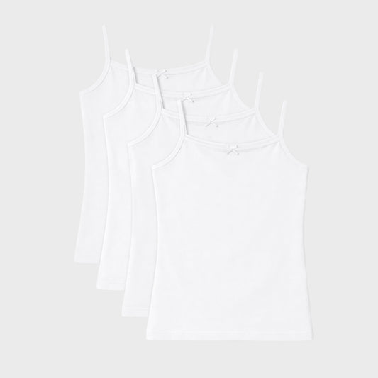 Girls' Non Padded Cami Vest - white (Pack of 4)