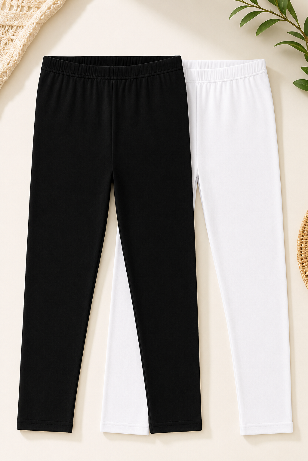 Girls' Cotton Leggings - Pack Of 2