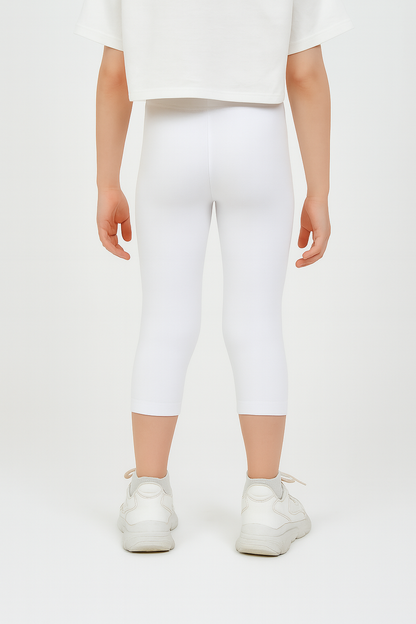 Girls 3/4 th  Legings Pack Of 1_White