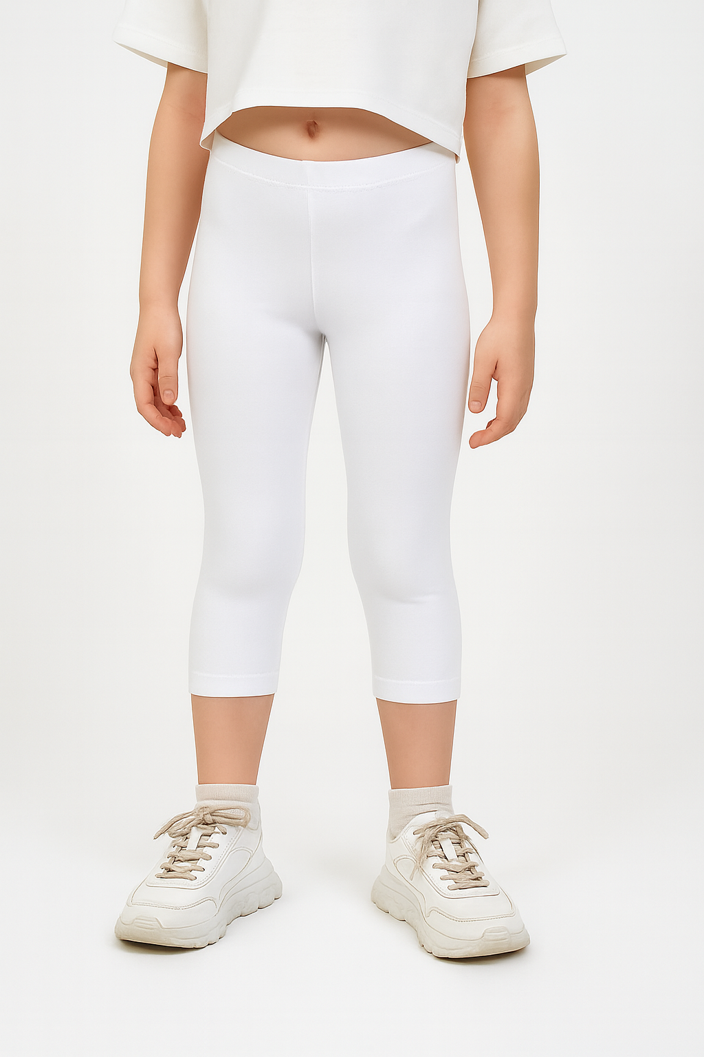 Girls 3/4 th  Legings Pack Of 1_White