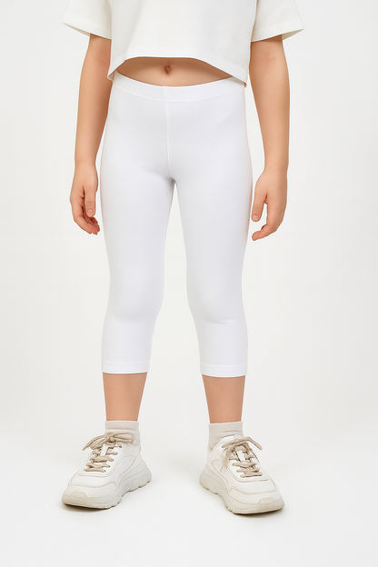 Girls 3/4 th  Legings Pack Of 1_White