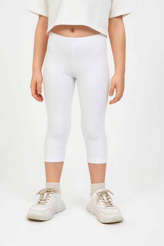 Girls 3/4 th  Legings Pack Of 1_White