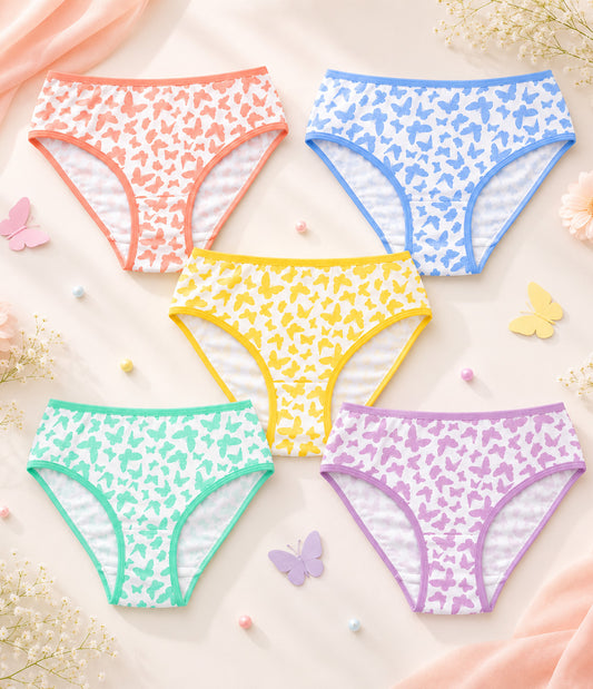 Girls' Cotton Brief - Butterfly All Over Print Pack of 5