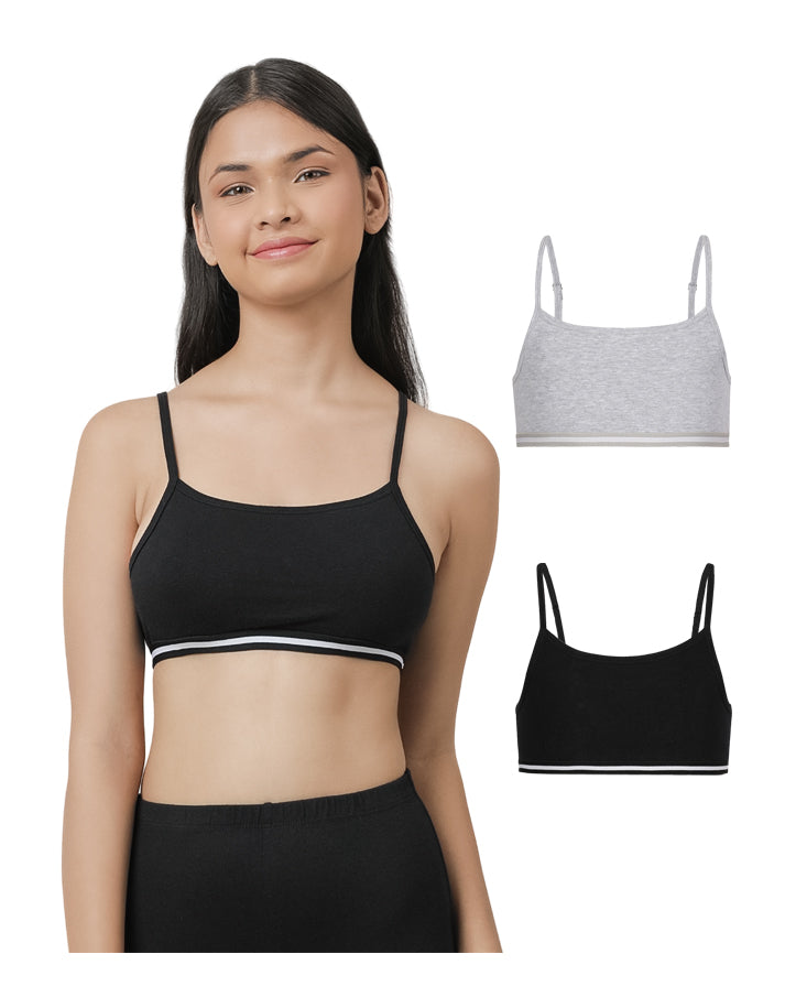Beginners Bra - Grey & Black (Pack of 2).