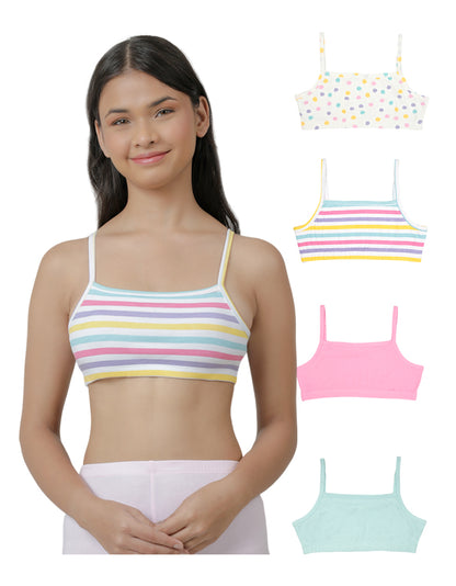 Beginners Bra - Polka Dot & Stripes Printed Pack of  4.