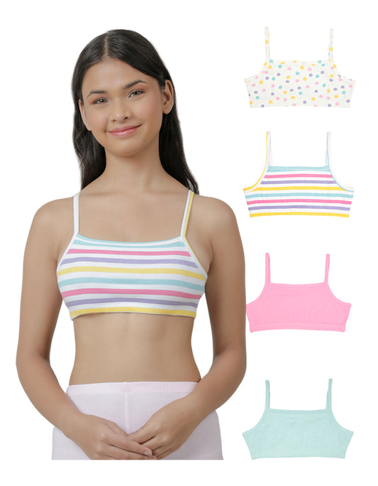 Beginners Bra - Polka Dot & Stripes Printed Pack of  4.