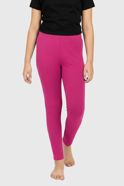Girls' Cotton Leggings Solid Dark Pink Color Pack Of 1