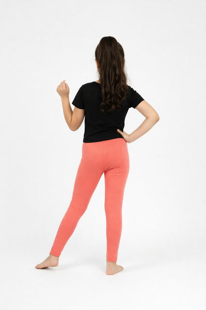 Girls' Cotton Leggings - Coral (Pack of 1)