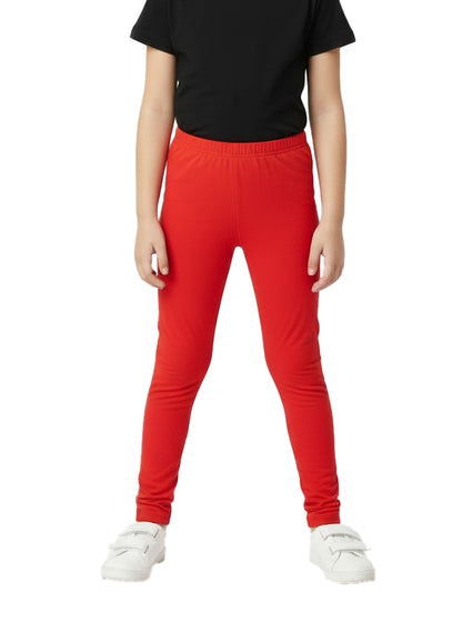 Girls' Cotton Leggings Solid Red Color Pack Of 1
