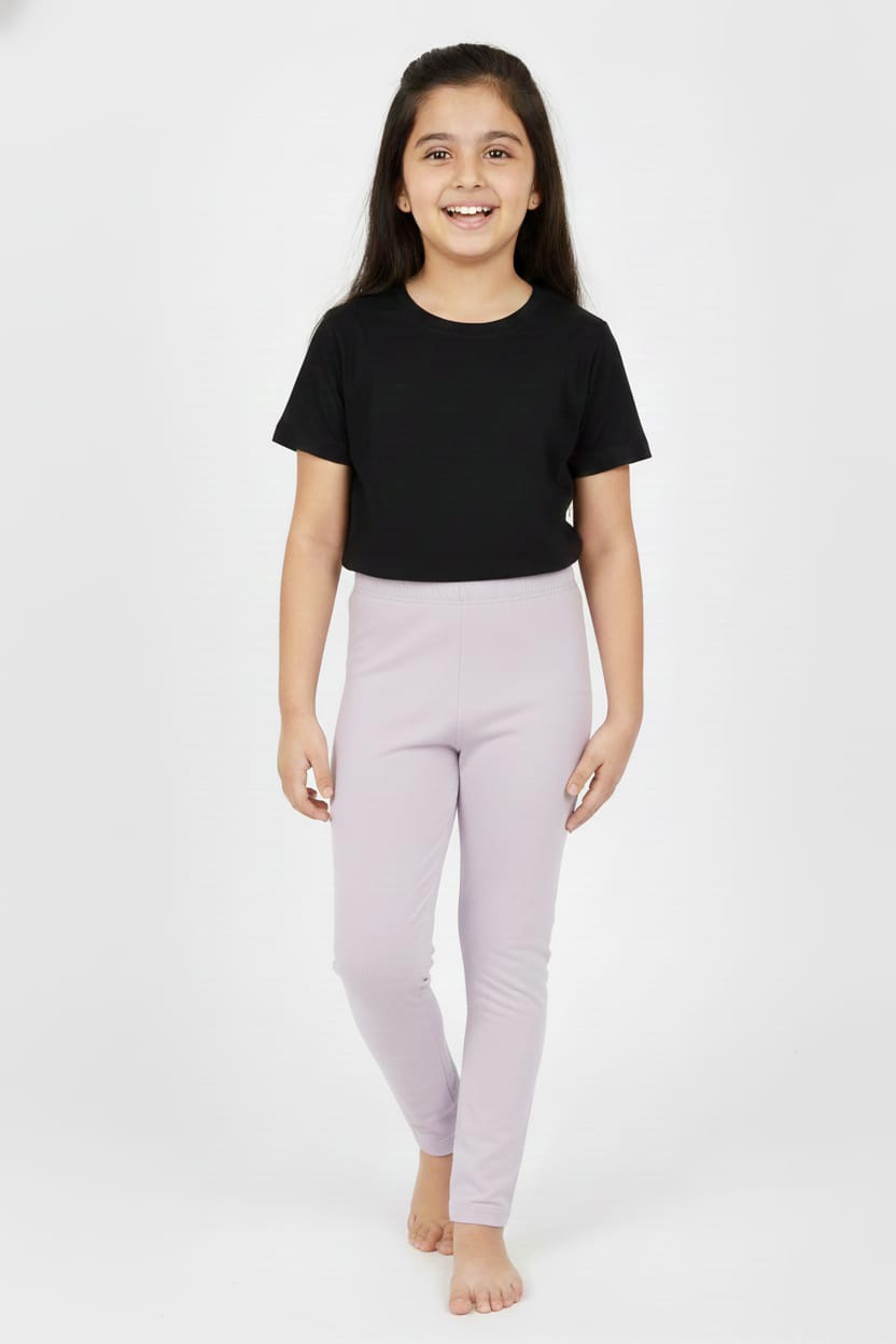 Girls' Cotton Leggings - Lavendar (Pack of 1)