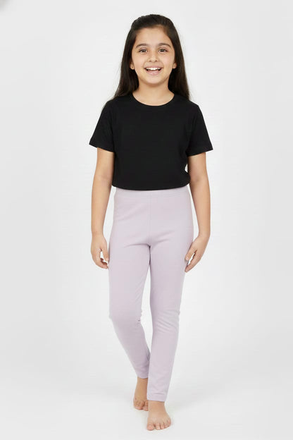 Girls' Cotton Leggings - Lavendar (Pack of 1)