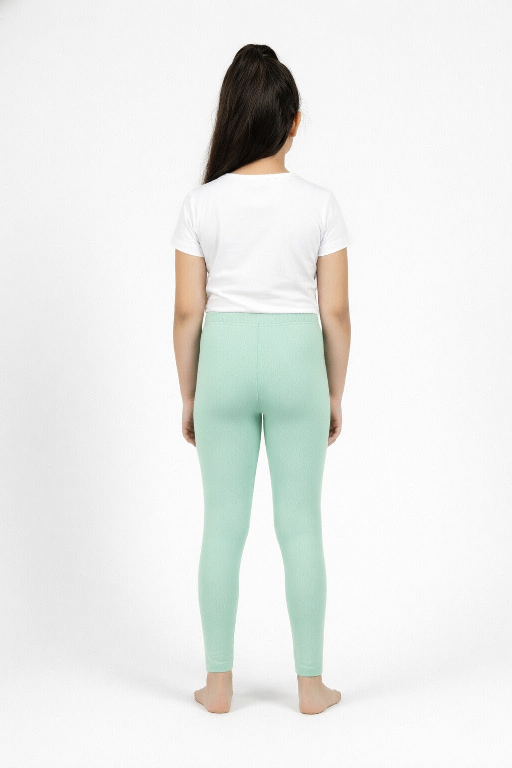 Girls' Cotton Leggings - Aqua Green (Pack of 1)