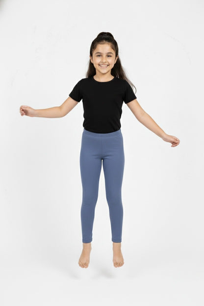 Girls' Cotton Leggings - Ink Blue (Pack of 1)