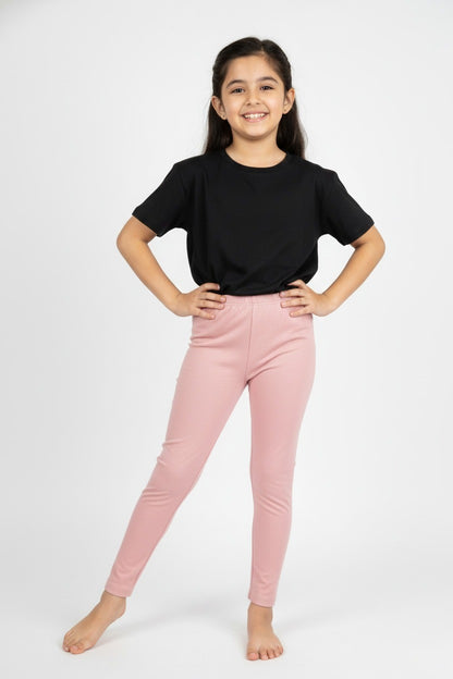 Girls' Cotton Leggings - Rosedust (Pack of 1)