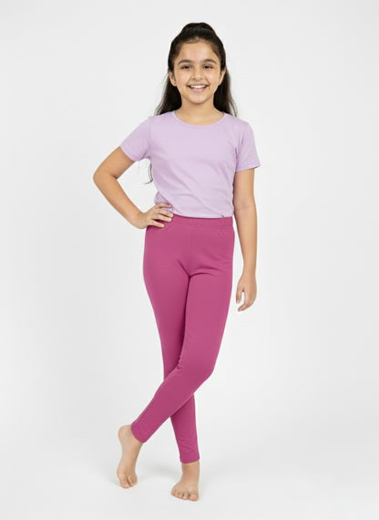 Girls' Cotton Leggings - Maroon (Pack of 1)