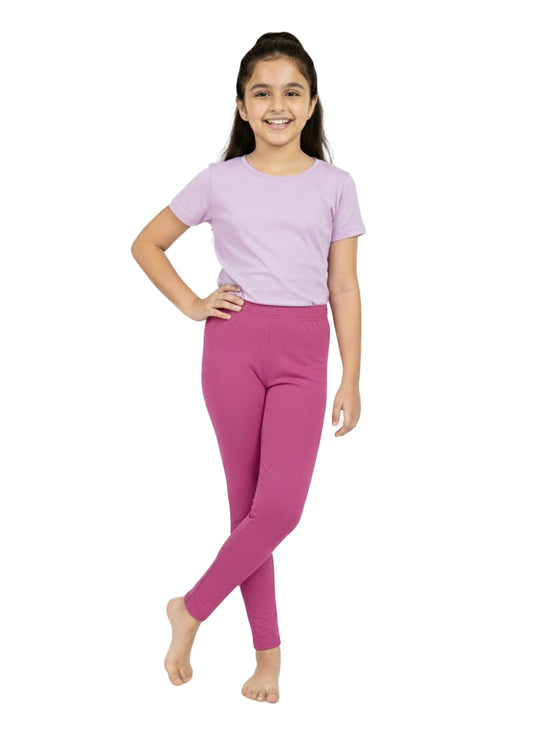 Girls' Cotton Leggings - Maroon (Pack of 1)