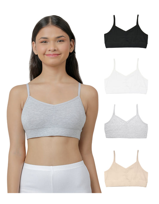 Girls Non Padded Adjustable bra  - Multicolour (Pack of 4).