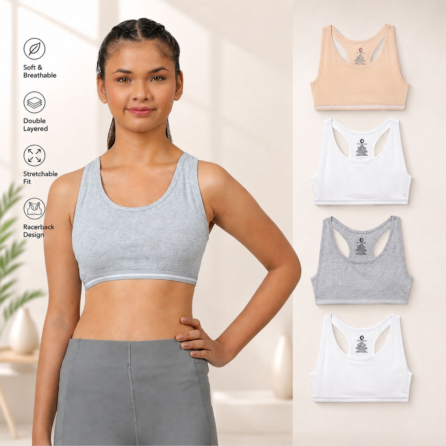 Sports Bra - Multicolor (Pack of 4)