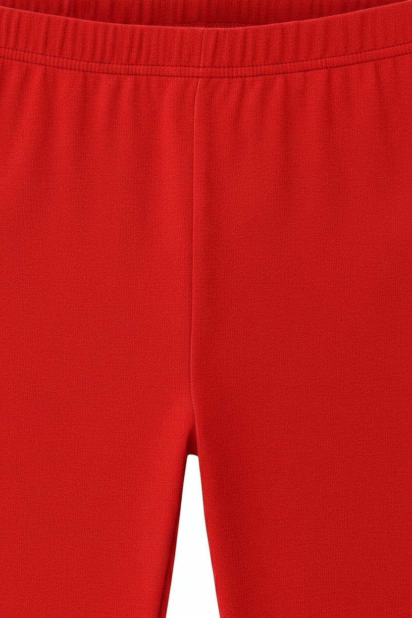 Girls 3/4 Leggings  Solid Red Color Pack Of 1