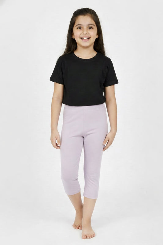 Girls' 3/4 Cotton Leggings - Lavender (Pack of 1)