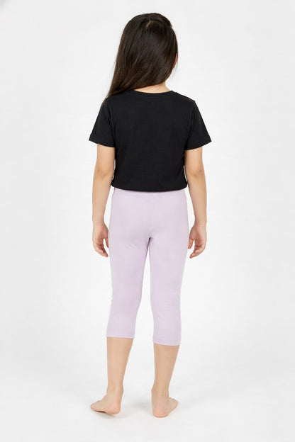 Girls' 3/4 Cotton Leggings - Lavender (Pack of 1)