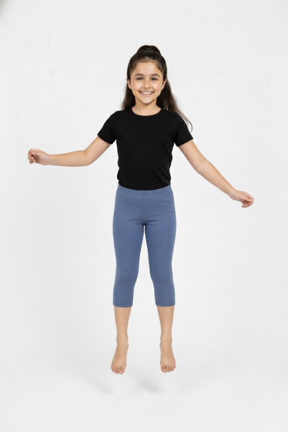 Girls' 3/4 Cotton Leggings - Ink Blue (Pack of 1)