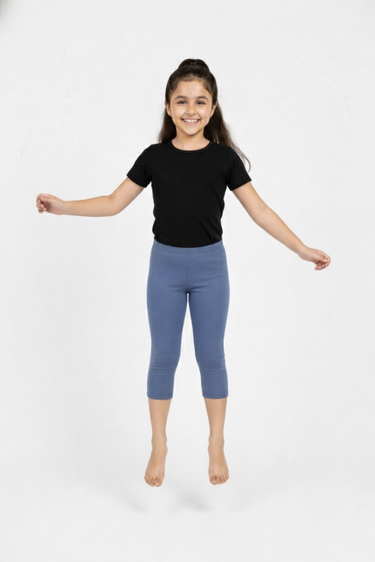 Girls' 3/4 Cotton Leggings - Ink Blue (Pack of 1)