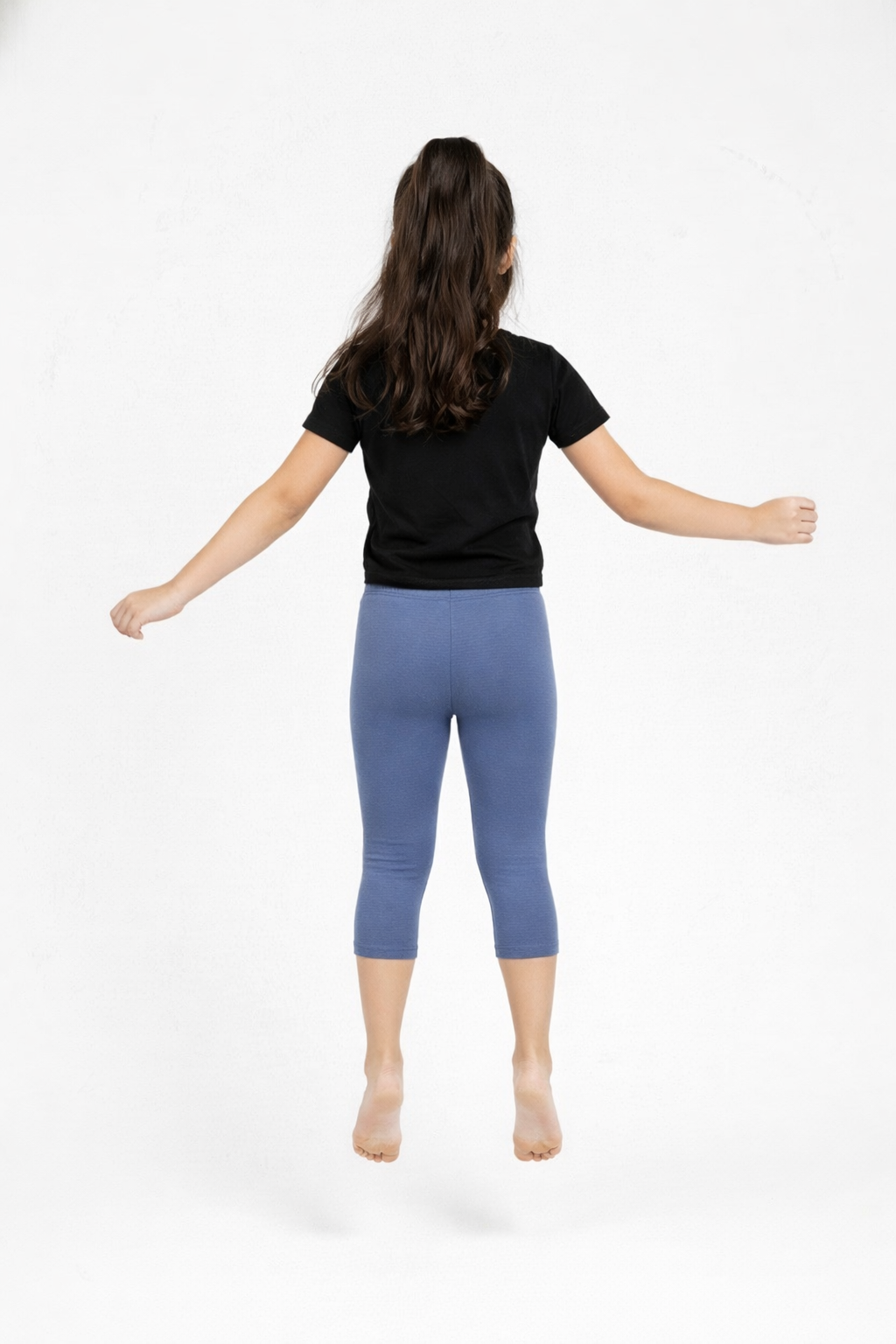 Girls' 3/4 Cotton Leggings - Ink Blue (Pack of 1)