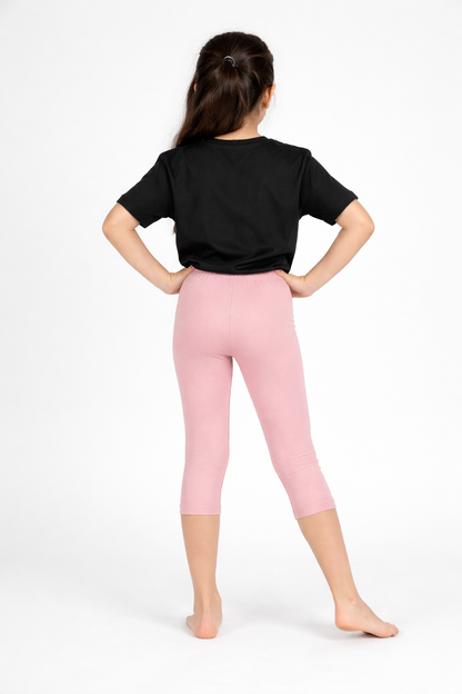 Girls' 3/4 Cotton Leggings - Rose Dust (Pack of 1)