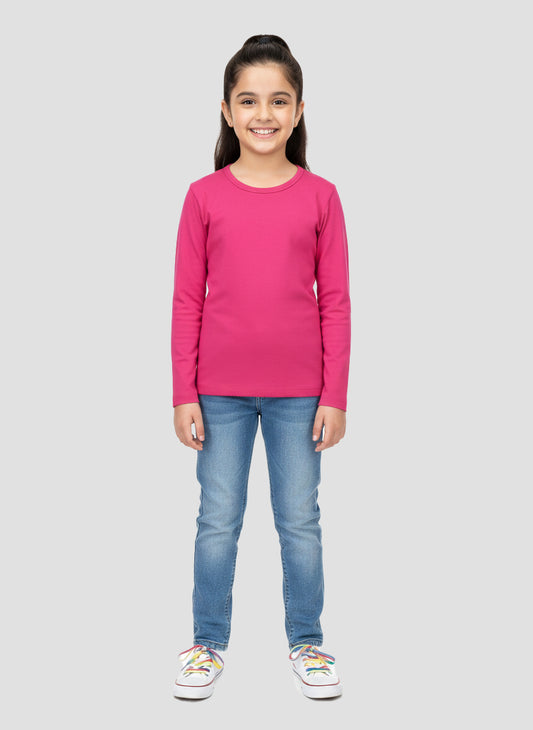 Girls Full Sleeve Tshirt Pack of 1_Dark Pink