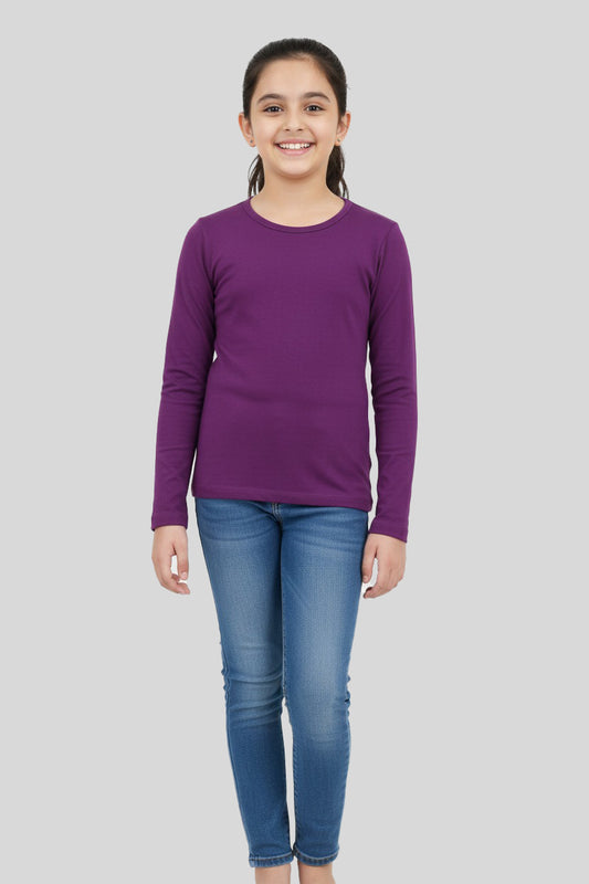 Girls Full Sleeve Tshirt Pack of 1_Purple